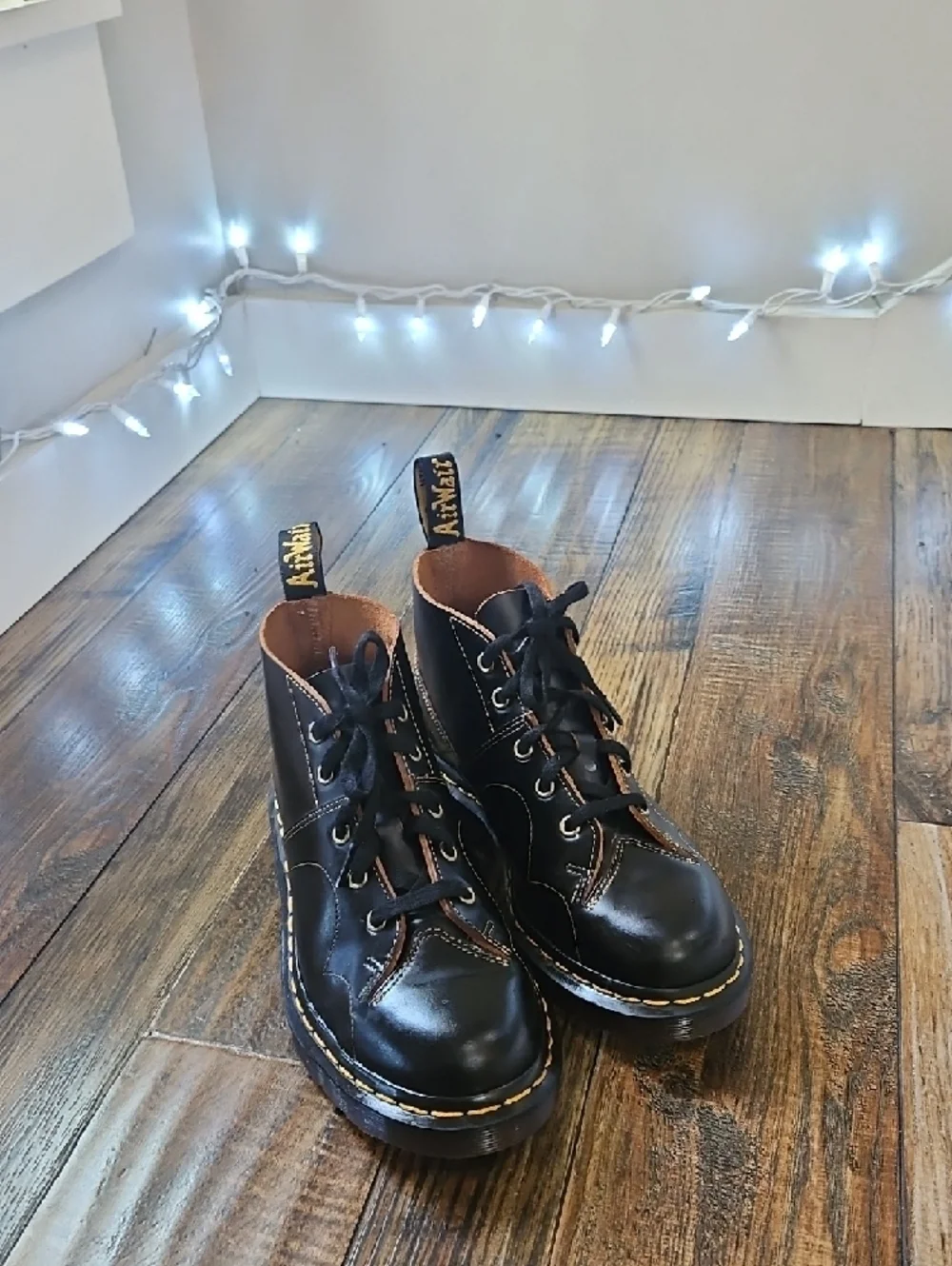 Dr. Martens‎ Black Leather Chukka Boots with Yellow Stitching
